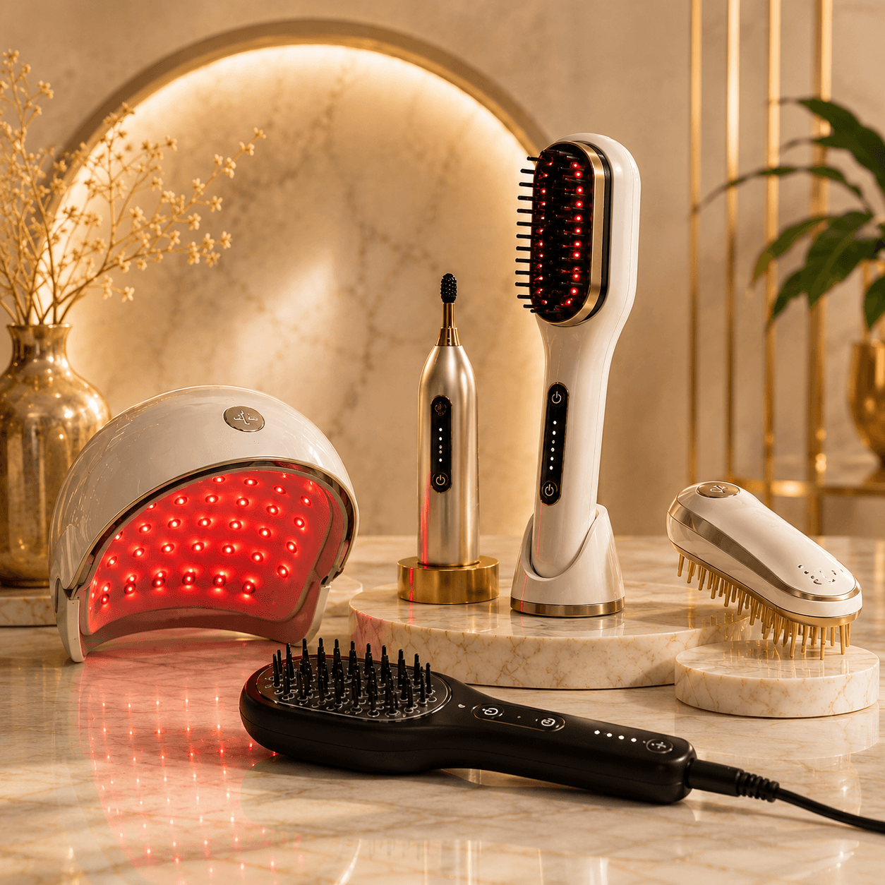 Hair growth devices and treatment appliances — before and after follicle stimulation results