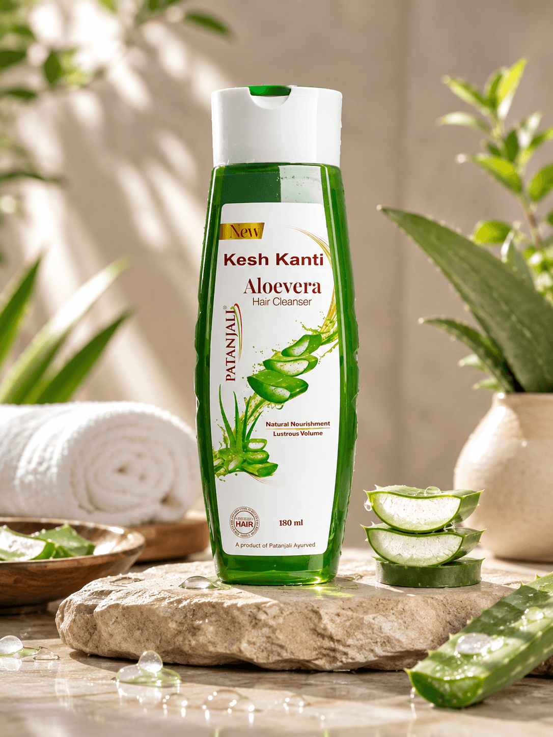 Patanjali Kesh Kanti Aloe Vera Hair Cleanser (180 ml) | Gentle Daily Shampoo for Soft, Healthy & Nourished Hair