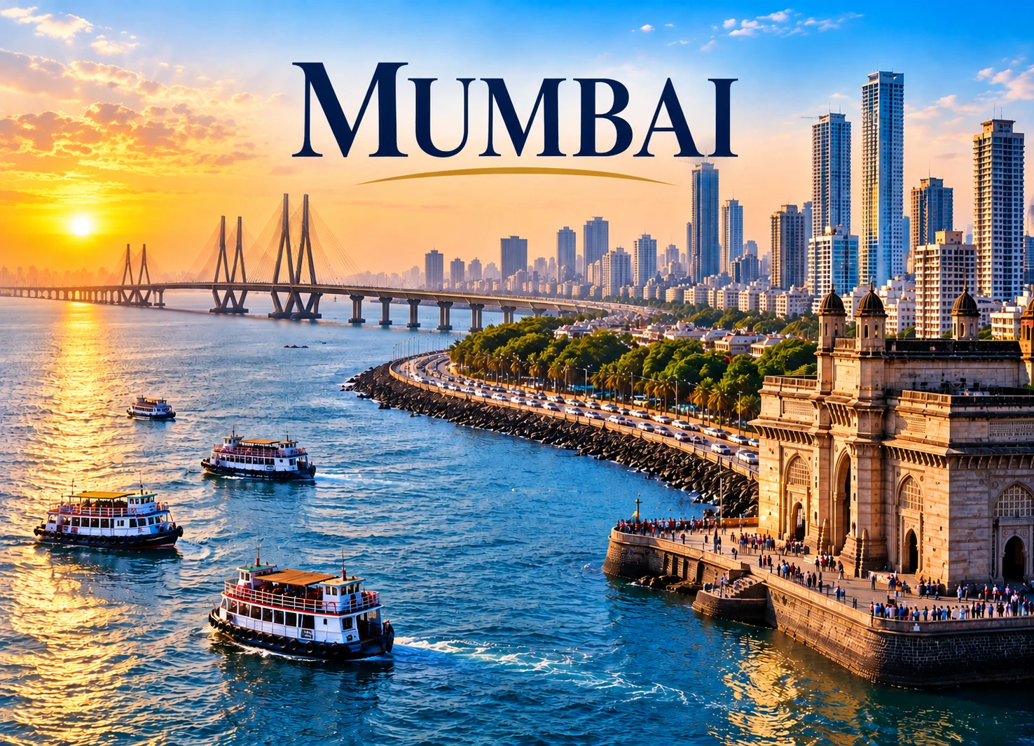 Mumbai city visual showing climate, humidity, monsoon, pollution and daily commute
