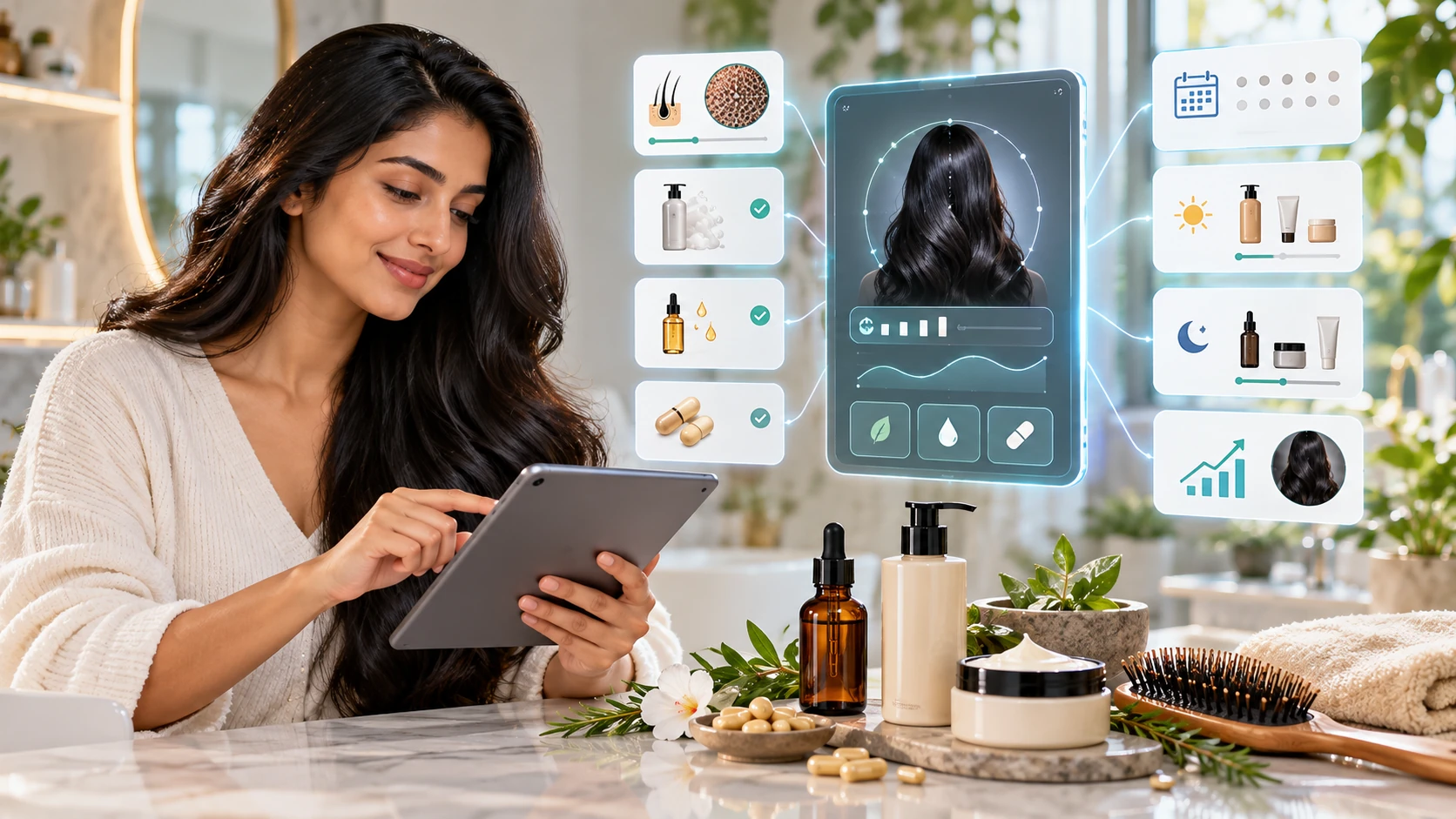 AI hair routine builder creating a personalized hair and scalp care plan