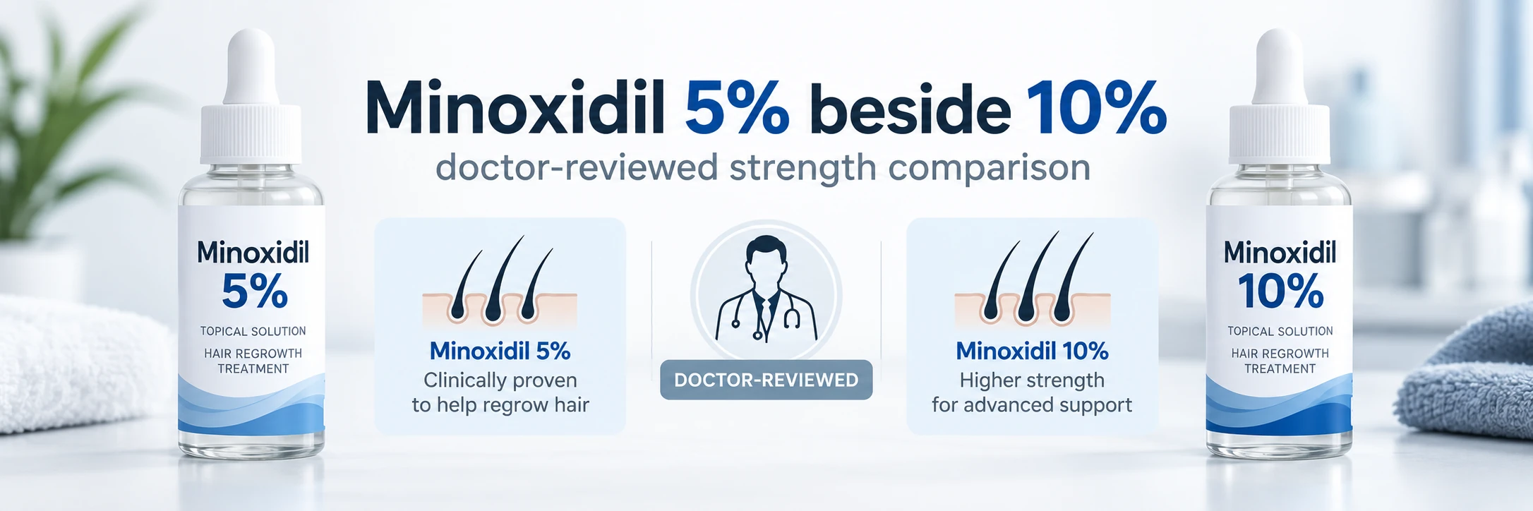 Minoxidil 5% vs 10% doctor-reviewed topical strength comparison