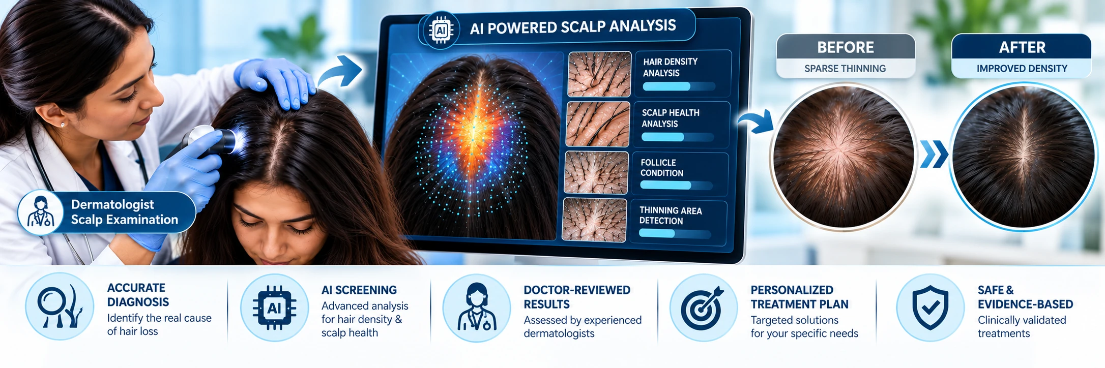PCOS-related crown and parting thinning compared with diffuse hair thinning associated with thyroid conditions