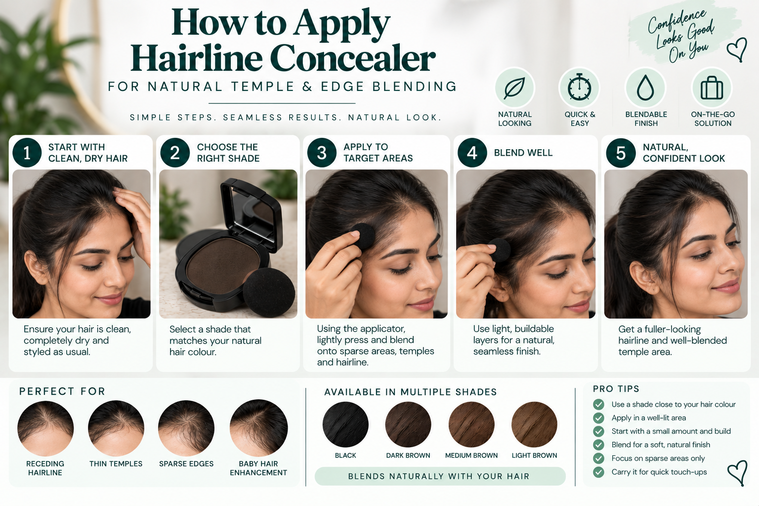How to Apply Hairline Concealer How to apply hairline concealer for natural temple and edge blending.