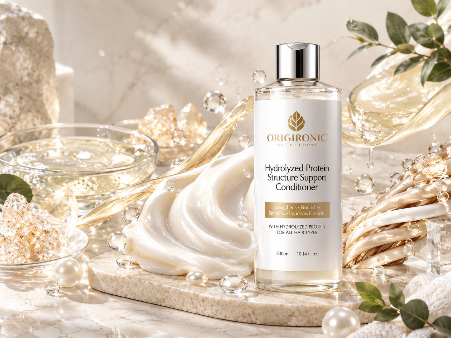 Hydrolyzed protein inspired cosmetic ingredient composition with creamy conditioner texture and hydration elements