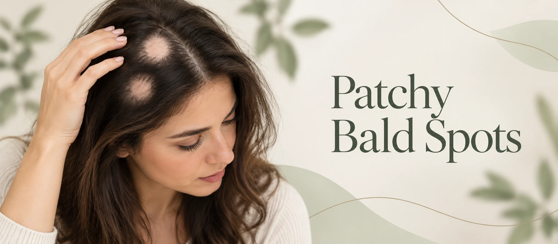 Patchy bald spots showing round areas of hair loss that need prompt dermatologist review