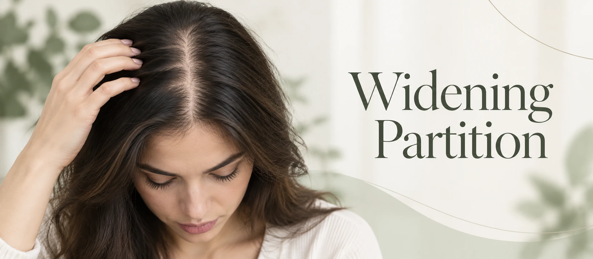 Widening partition in women showing a visibly wider centre part and increased scalp visibility