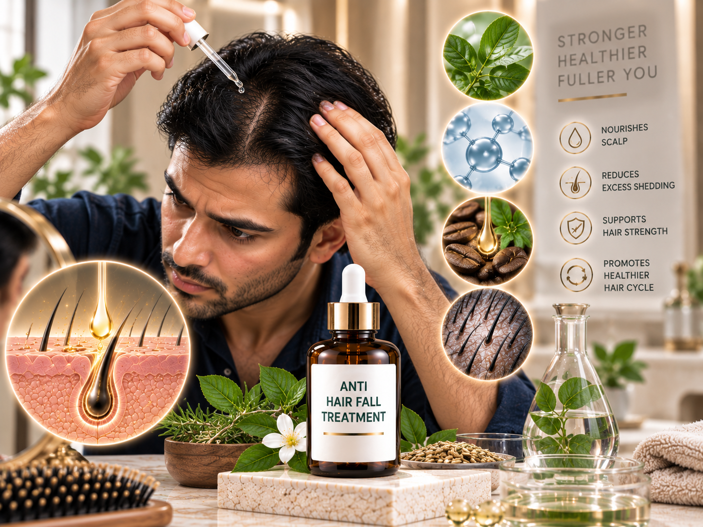 Hair fall control serum for supportive leave-on scalp and shedding routines