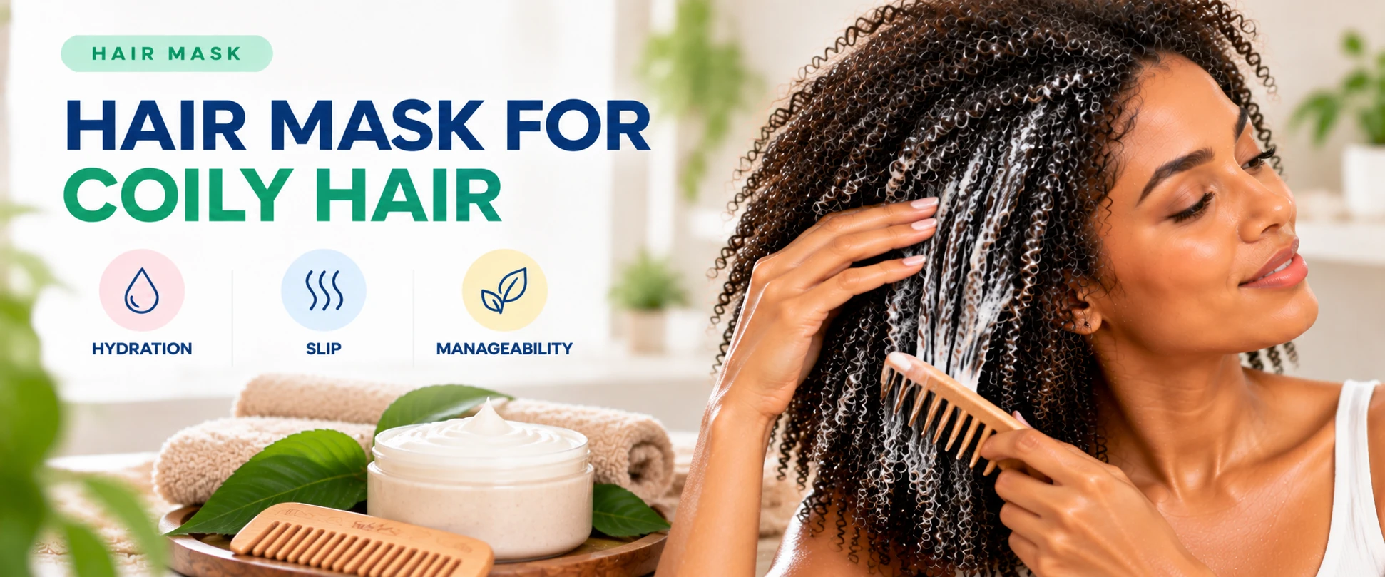 Hair mask for coily hair supporting hydration slip easier detangling and manageability