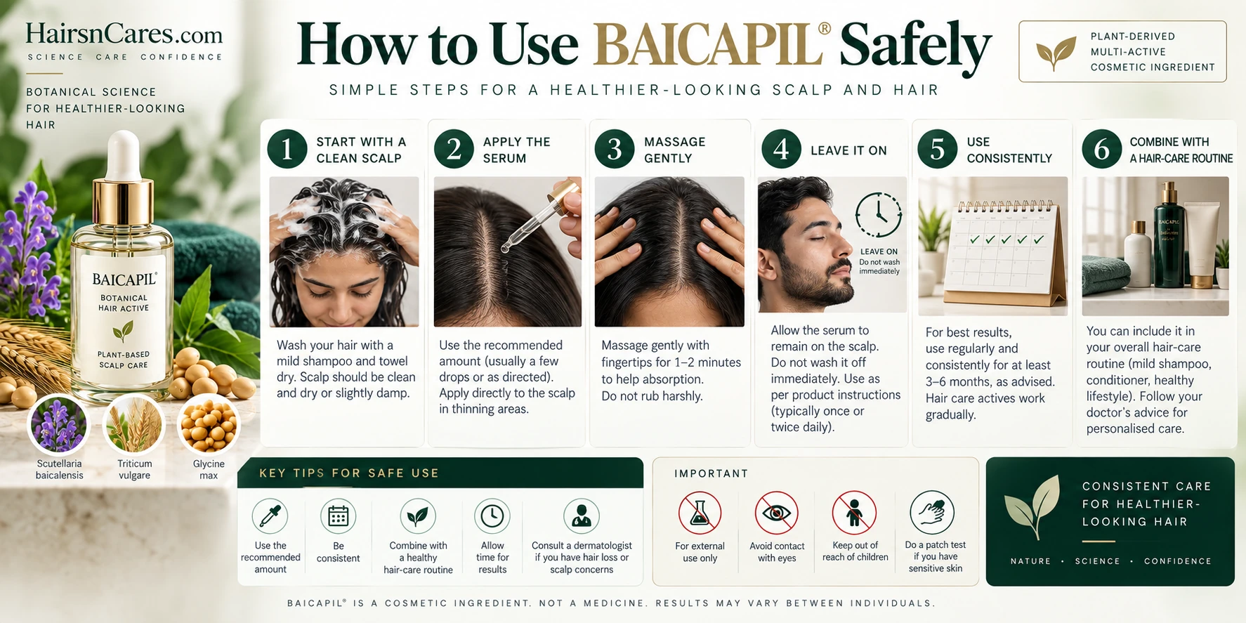 How to Use Baicapil Safely — Hair Serum Application Guide How to use Baicapil safely, step by step, including scalp preparation, serum application, gentle use, consistency and cosmetic haircare safety.