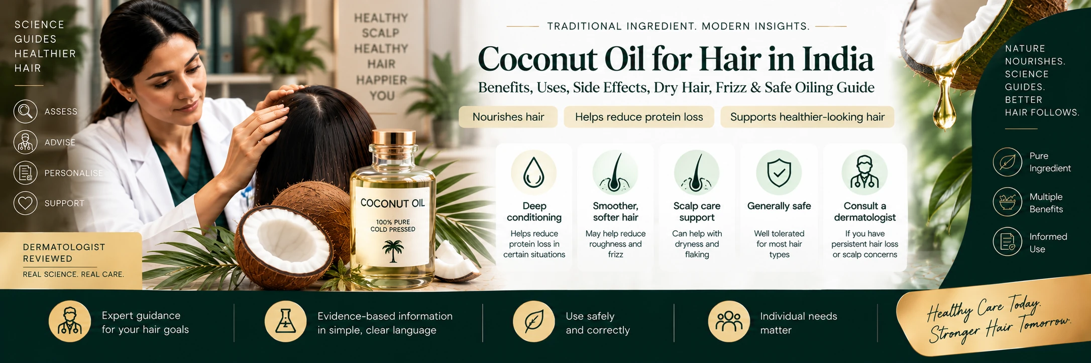 Coconut Oil for Hair in India — Dermatologist-Reviewed Guide Dermatologist-reviewed coconut oil guide and AI screening