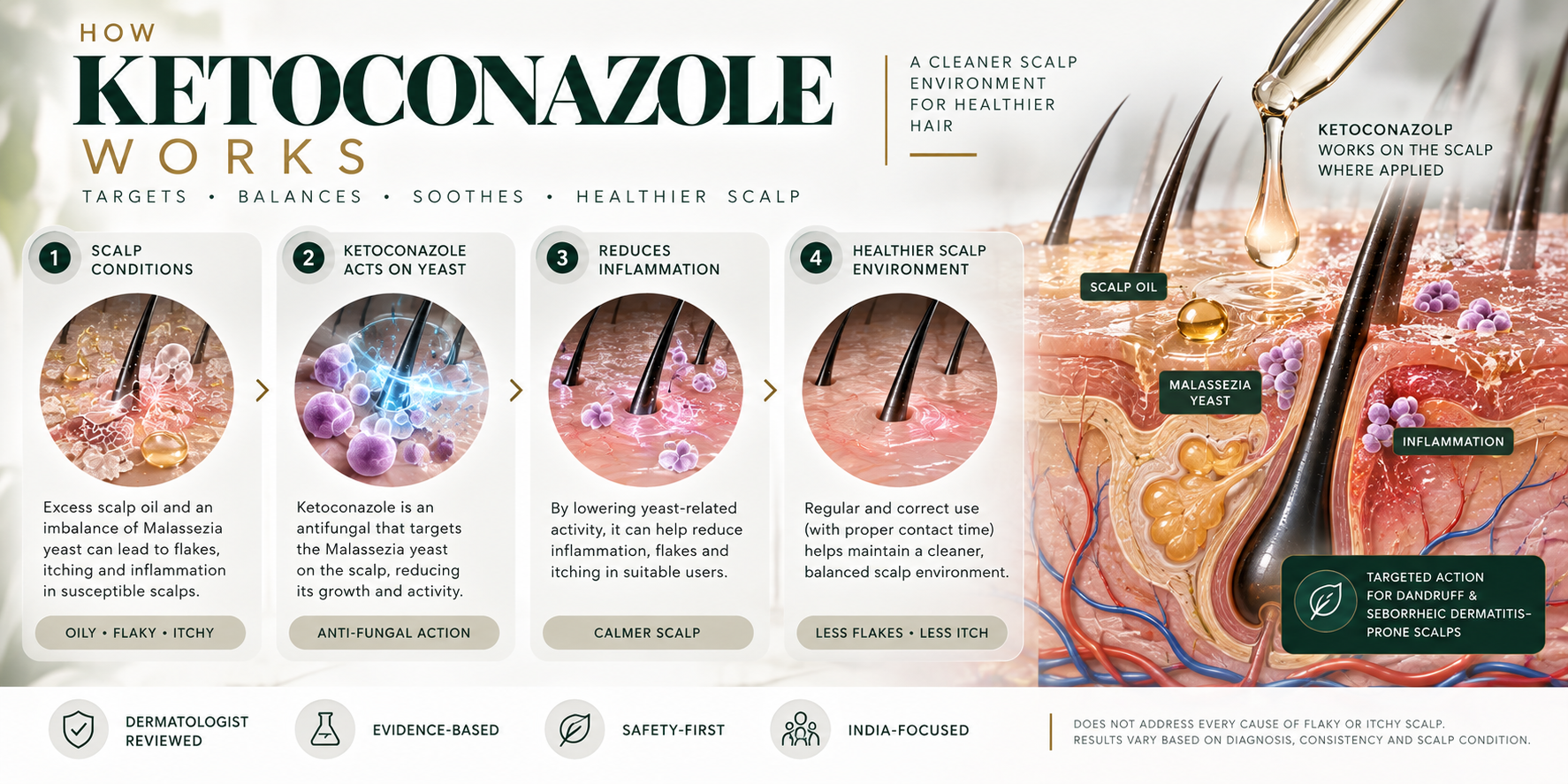 How Ketoconazole works on hair and scalp, illustrated