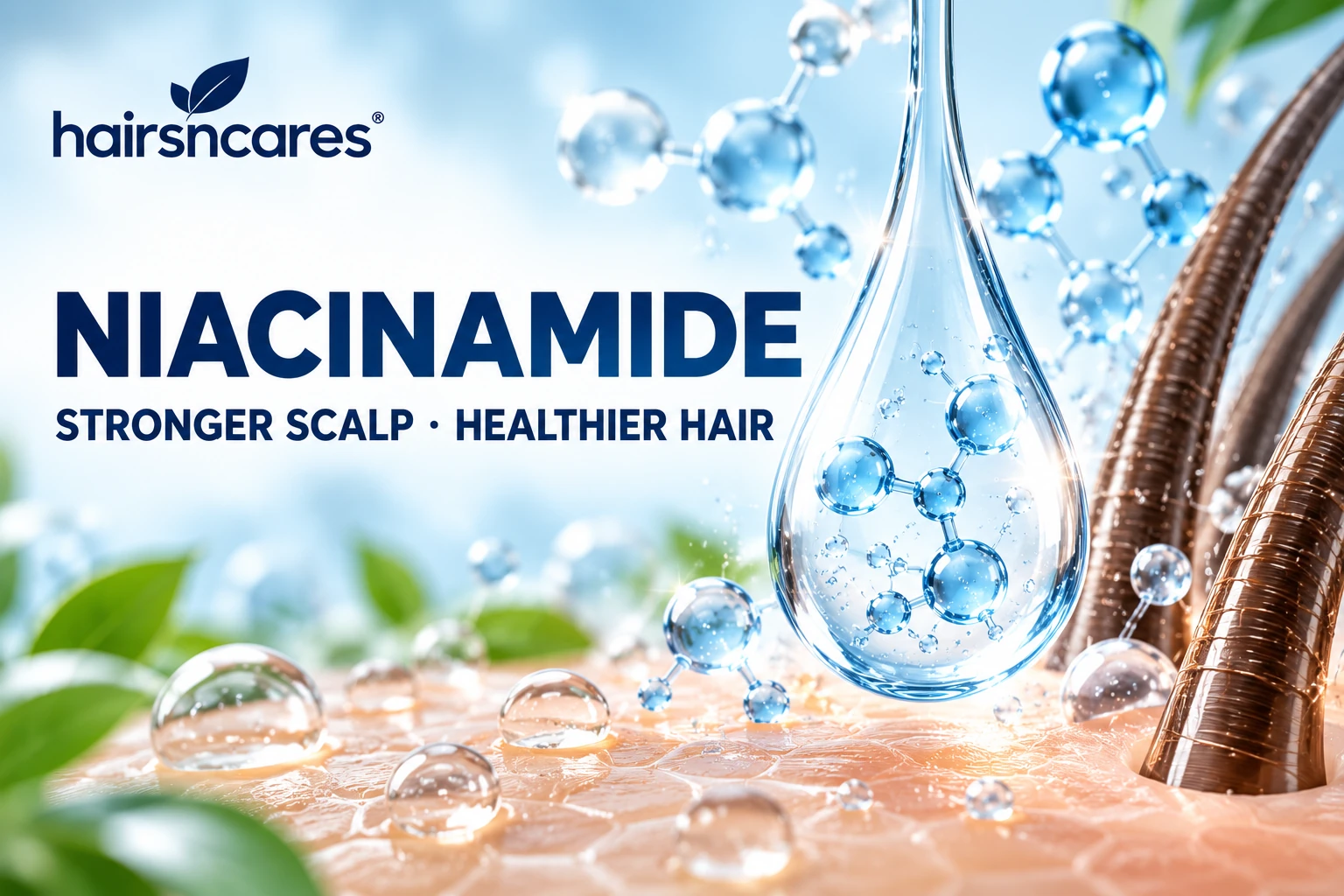 Niacinamide for Scalp & Hair – Ingredient Intelligence Niacinamide ingredient visual for scalp and hair care with hydration and scalp-support science