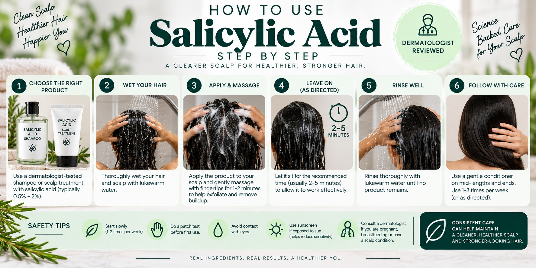 How to Use Salicylic Acid Safely How to use Salicylic Acid safely, step by step for scalp and haircare.