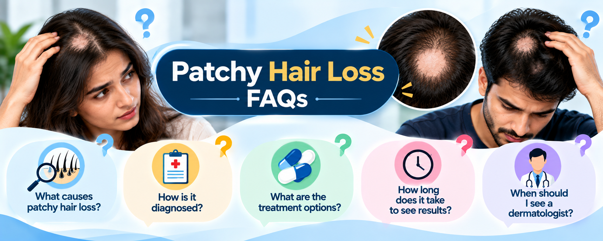 Frequently asked questions about patchy hair loss causes, diagnosis and treatment in India