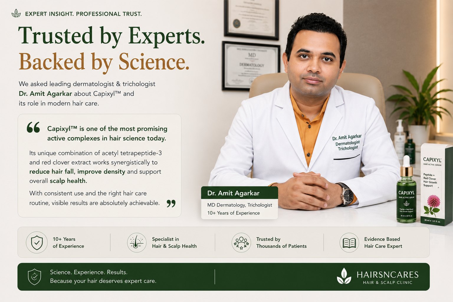 Dr Amit Agarkar dermatologist reviewing Capixyl haircare guidance