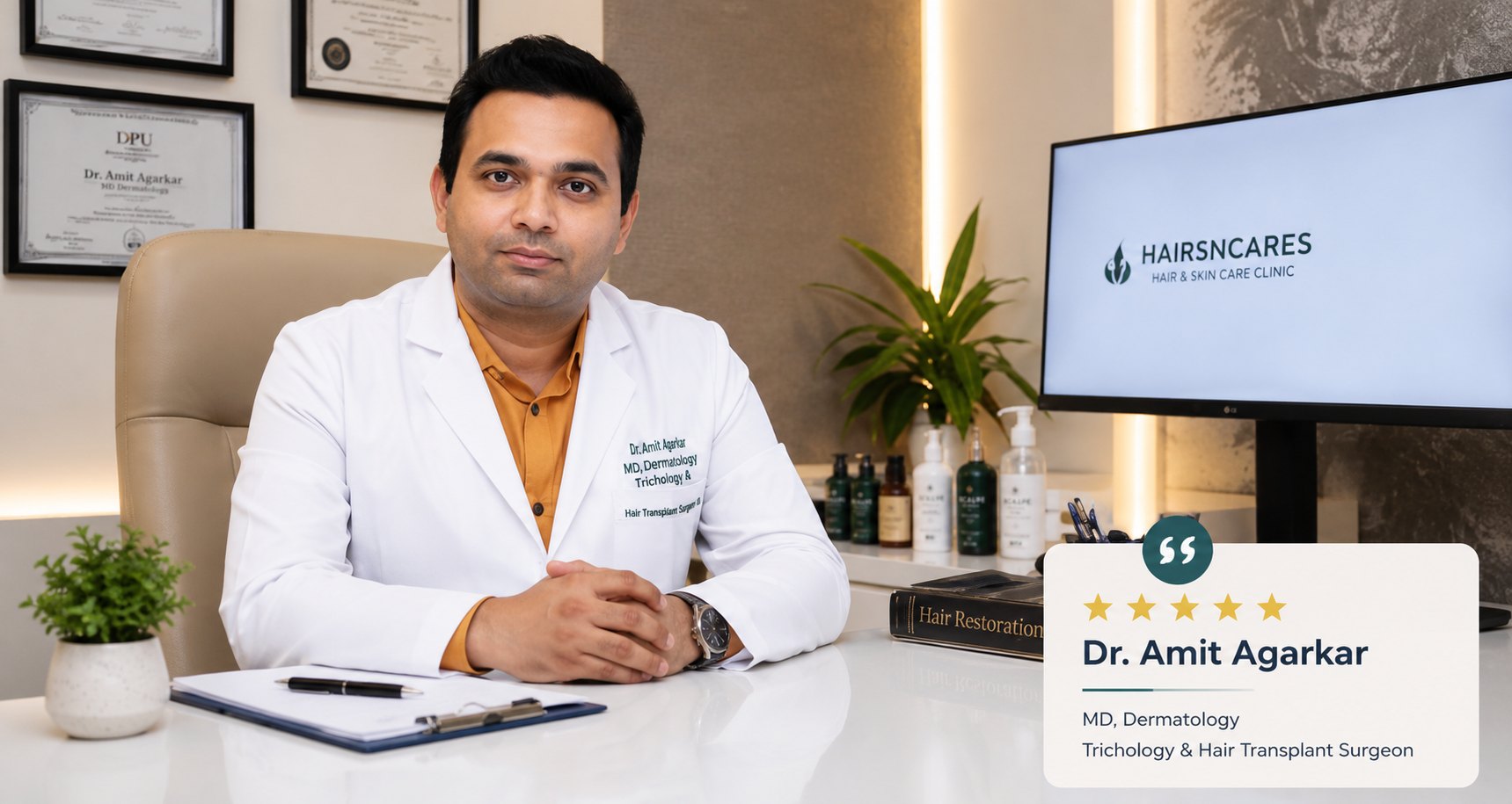 Dr Amit Agarkar dermatologist reviewing Finasteride hair loss guidance