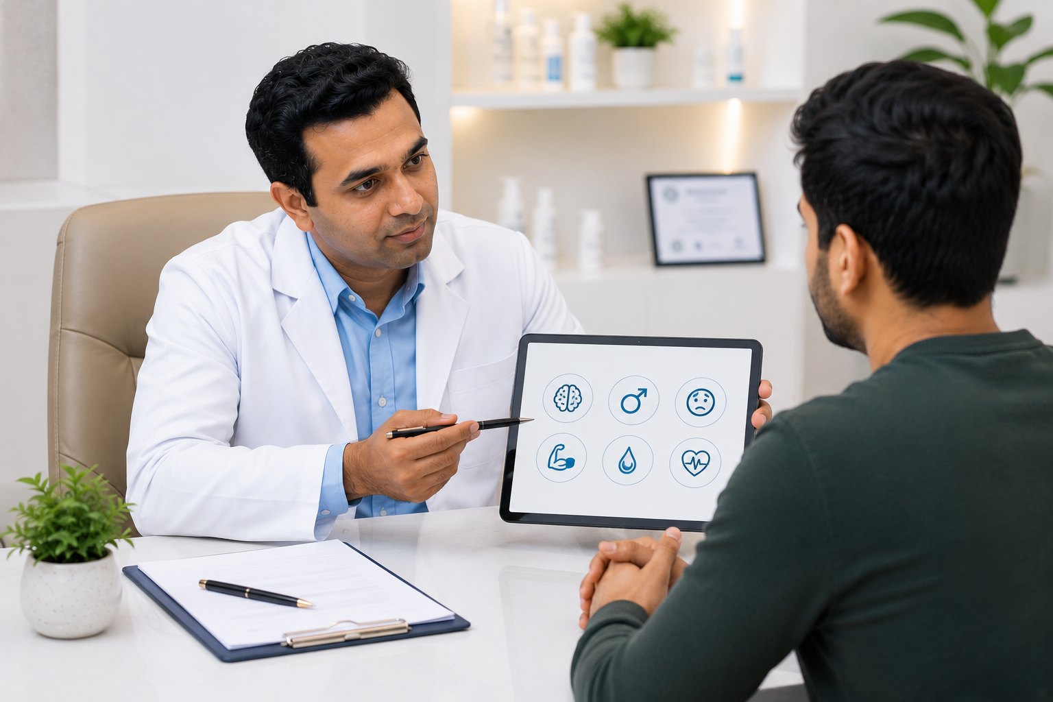 Dermatologist discussing Finasteride side effects and safety concerns