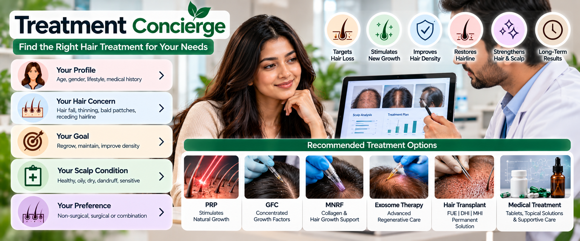 Treatment Concierge personalised hair treatment guide for hair fall, thinning, bald patches and receding hairline — Hairsncares