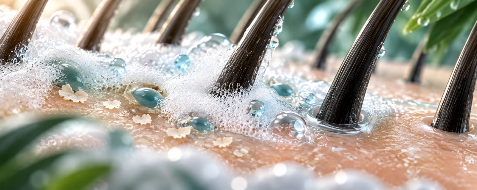 Piroctone olamine shampoo foam supporting comfort on a mildly flaky scalp
