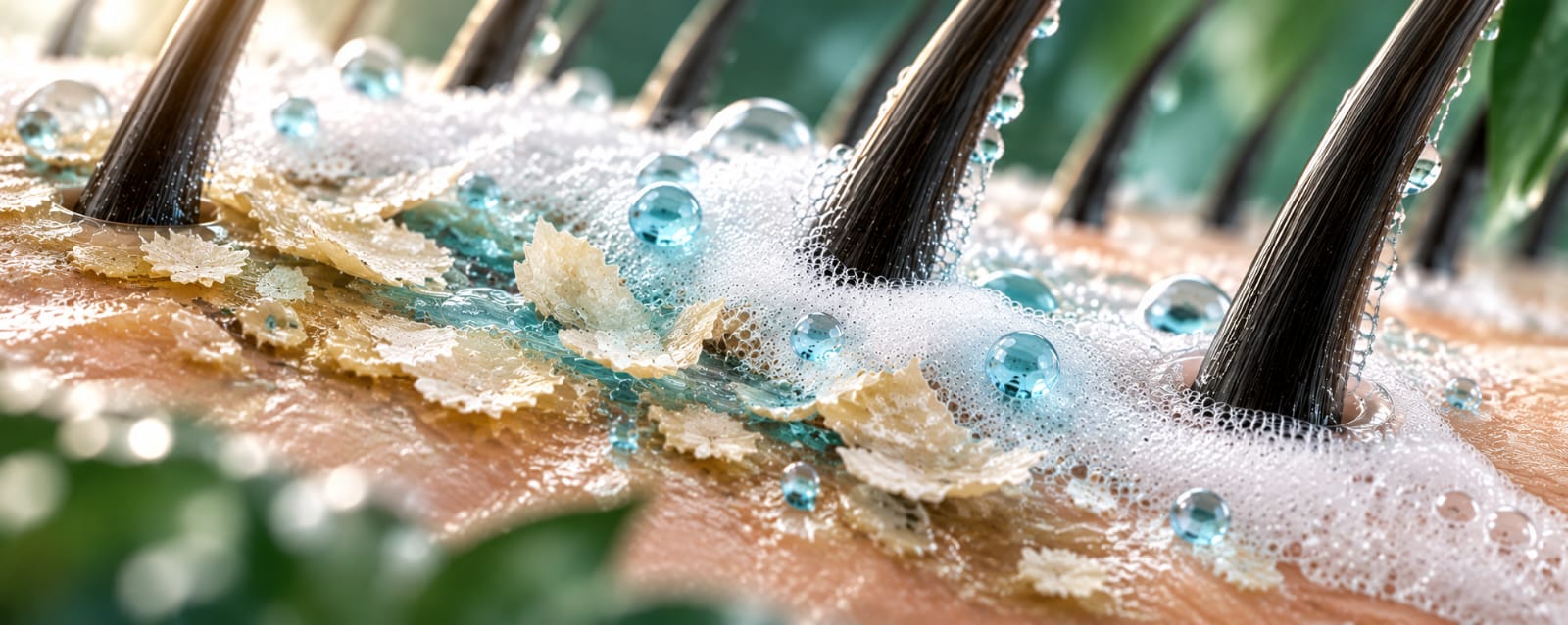 Salicylic acid shampoo loosening thick scalp buildup and adherent flakes