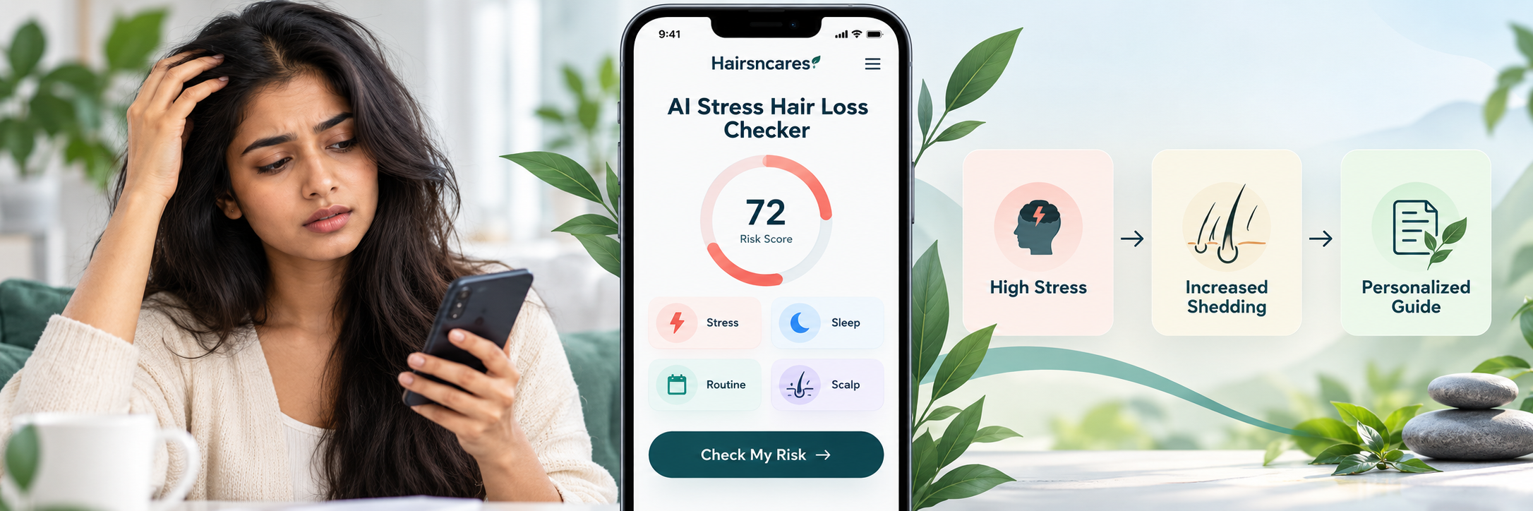 Using the AI stress hair loss checker — Hairsncares