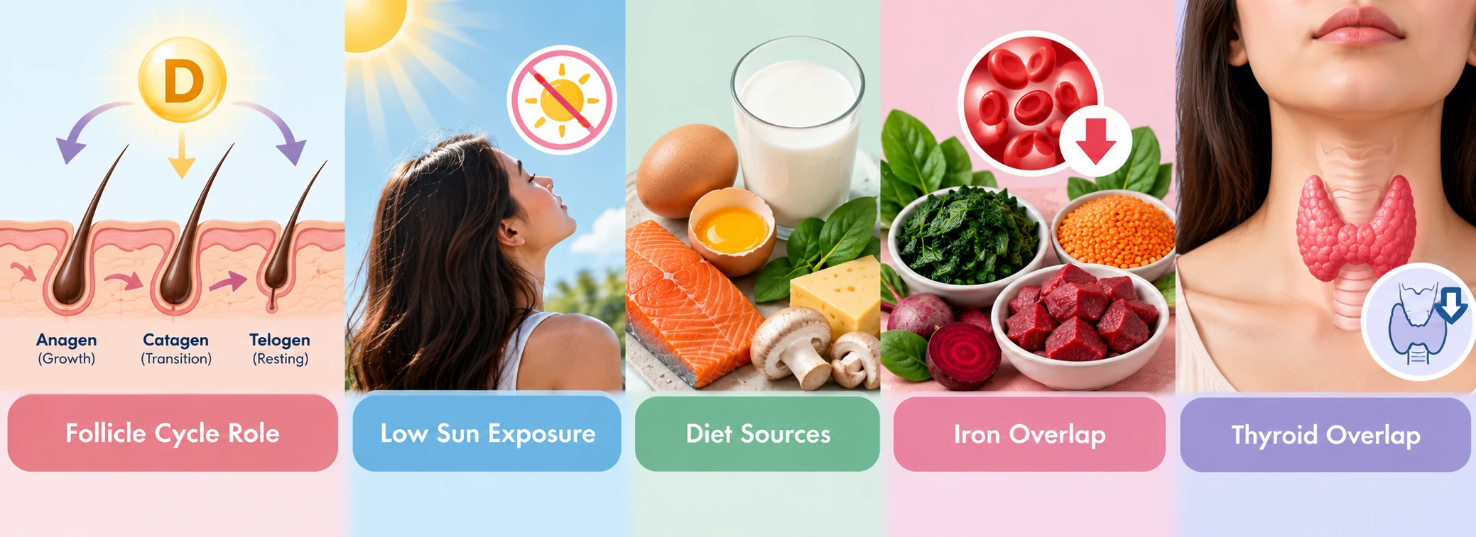 Vitamin D & hair mapping — illustrated grid